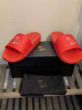 OVO Red Owl Logo Slide Sandals - Men Or Women